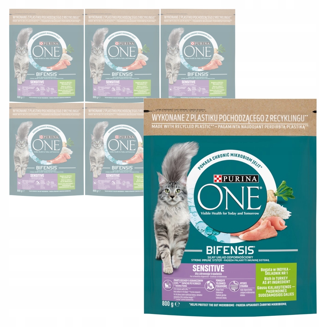 Levně Purina One Bifensis Sensitive Krůta Krmivo Pro Kočky 6x800 g