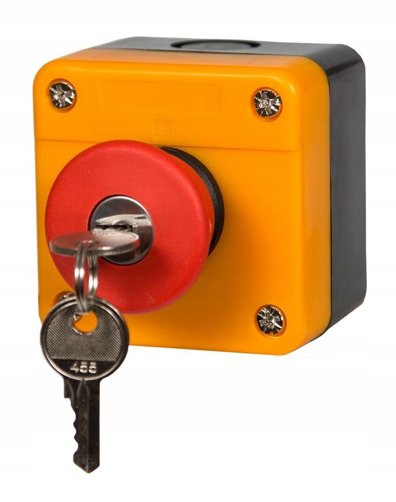 PRZYCISK AWARYJNY STOP Z KLUCZEM KASETA W KASECIE