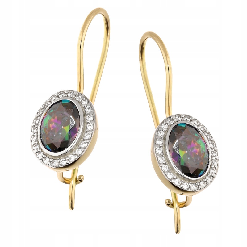 Dámské náušnice ze zlata 585 elegantní s topazem, ideální jako dárek 5.36 g