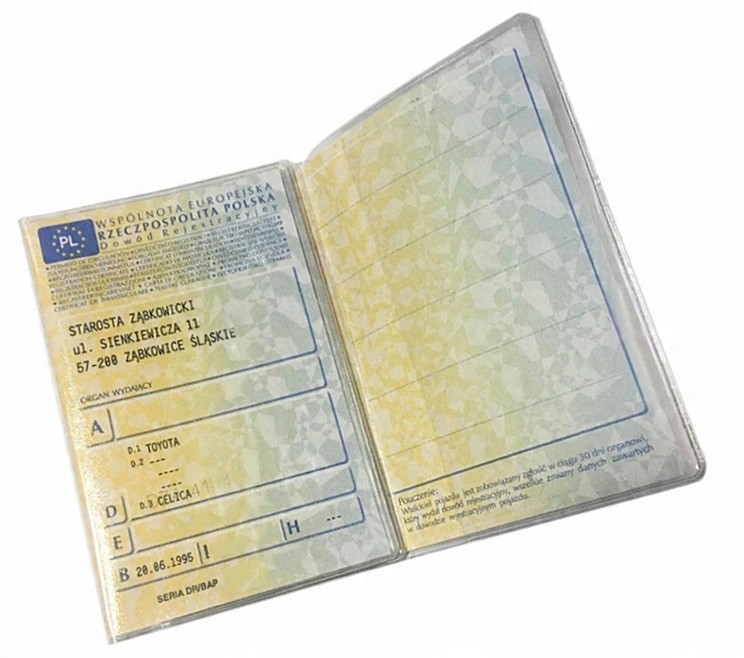 

Y4U09 Okładka Etui Na Dowód Rejestracyjny Przezroc