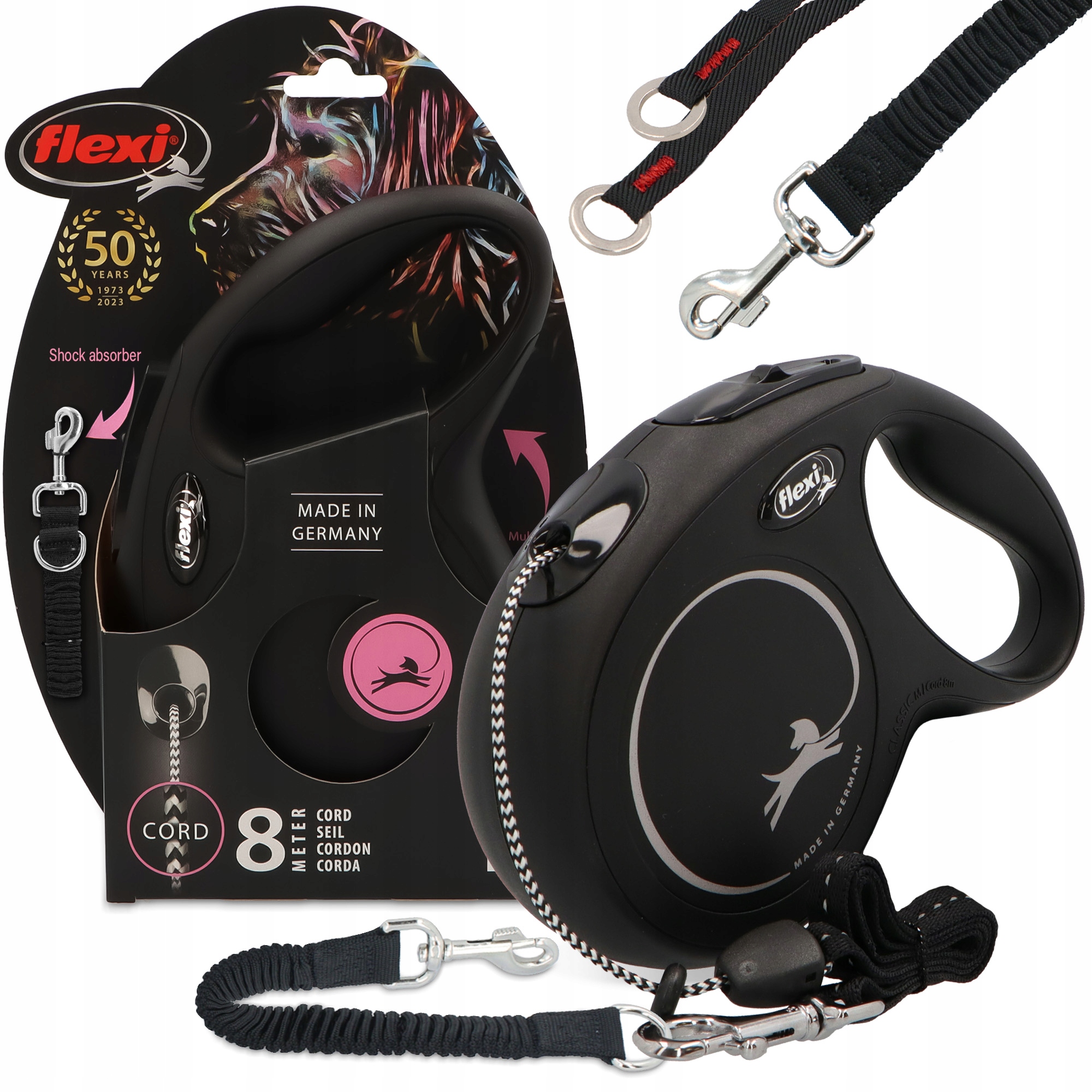 Levně Vodítko Psa 8 m Treningové Vodítko Tlumič pro vodítko Elastyc 3O