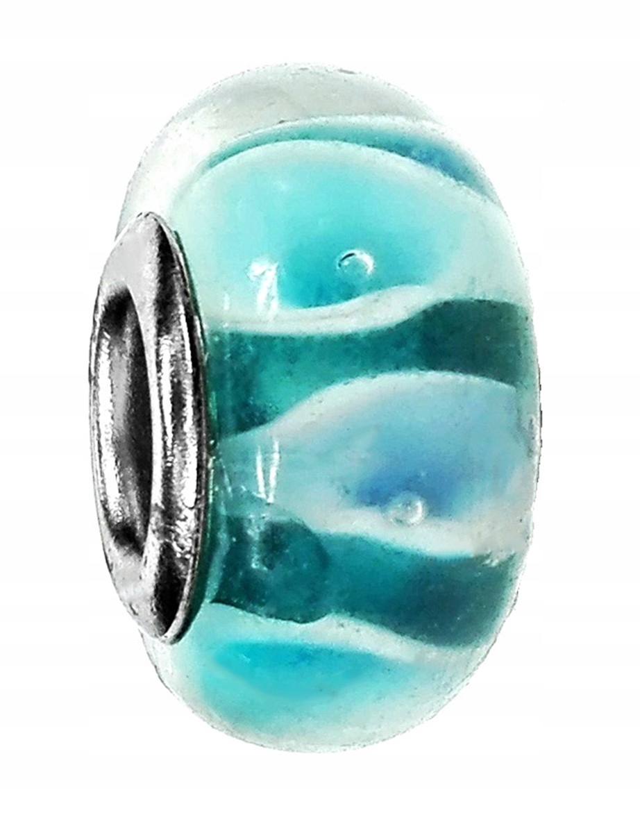 

Zawieszka beads - ciemno morska w kwiatuszki
