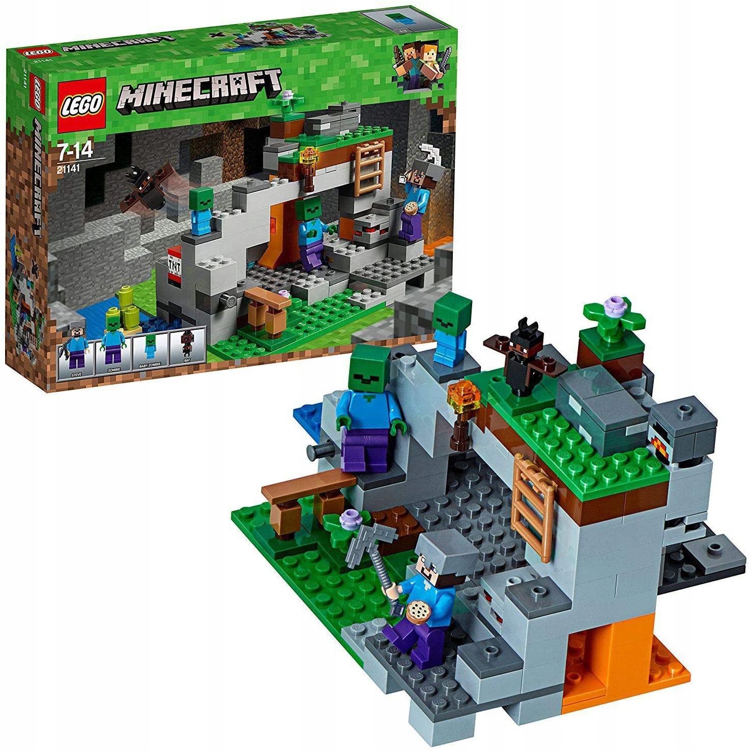 Oryginalne Lego Minecraft 21141 Jaskinia zombie Klocki Nowe