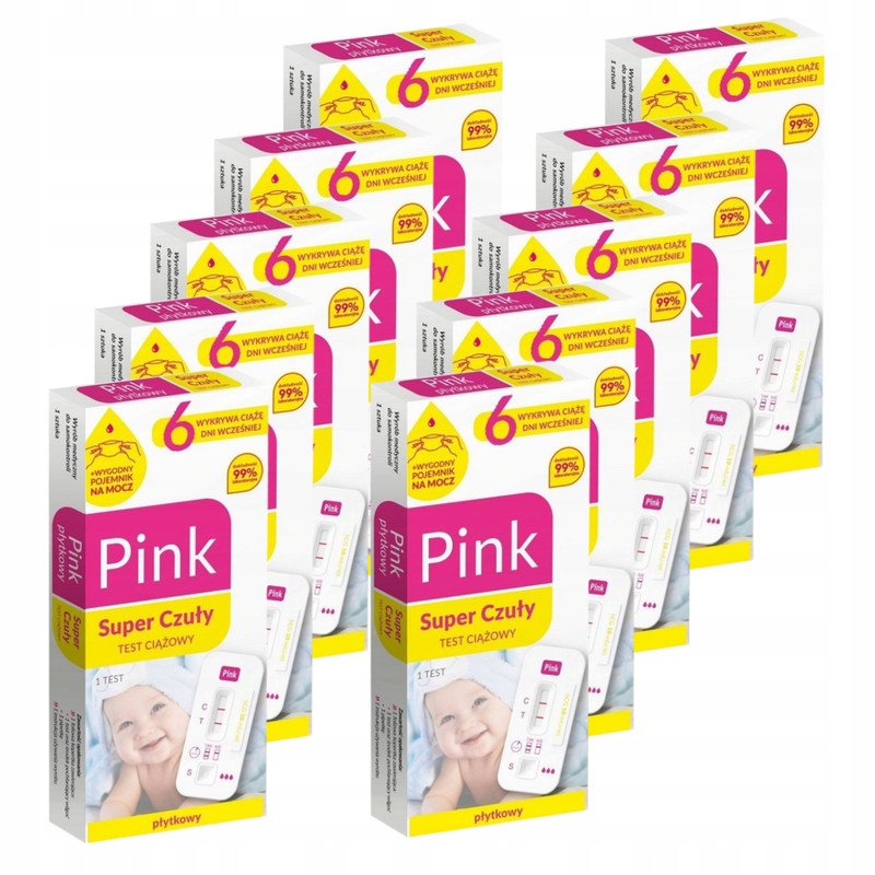 

10x Test Ciążowy Czuły Płytkowy Pink Szybki