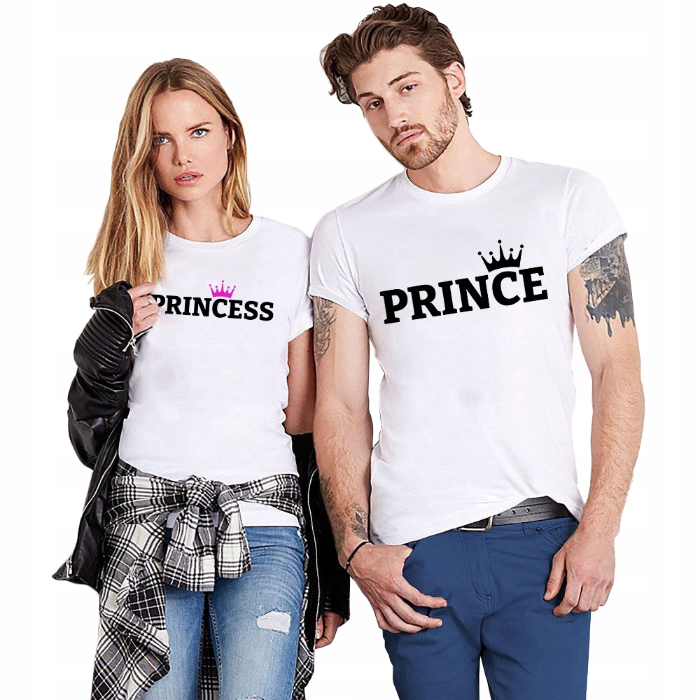Sada Bílých triček pro páry Princess & Prince na Valentýna Velikost XXL