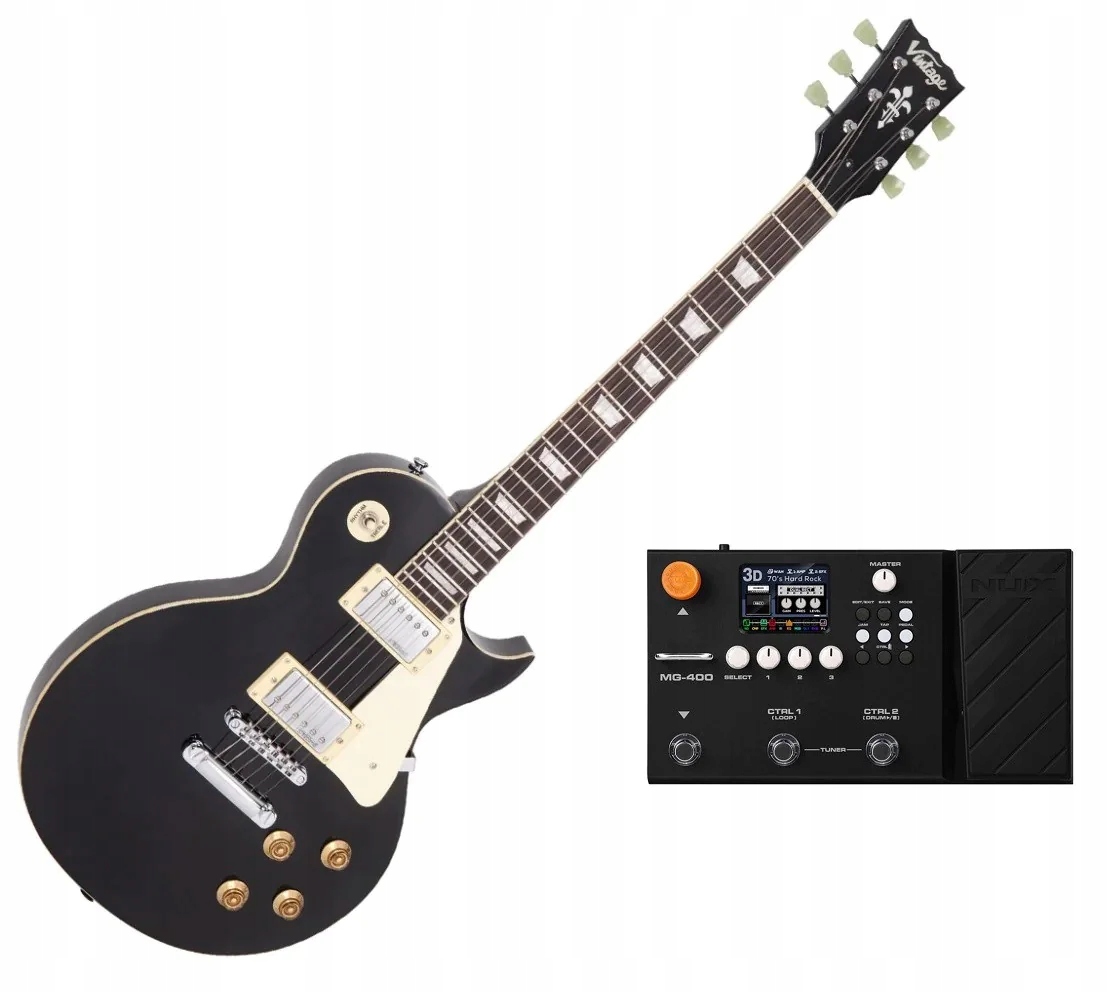 VINTAGE V100BLK - ZESTAW Z MULTIEFEKTEM NUX MG-400