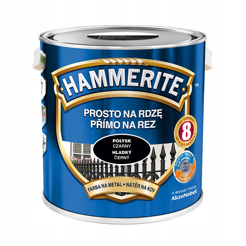 HAMMERITE Farba na rdzę Połysk Czarny 2,5L
