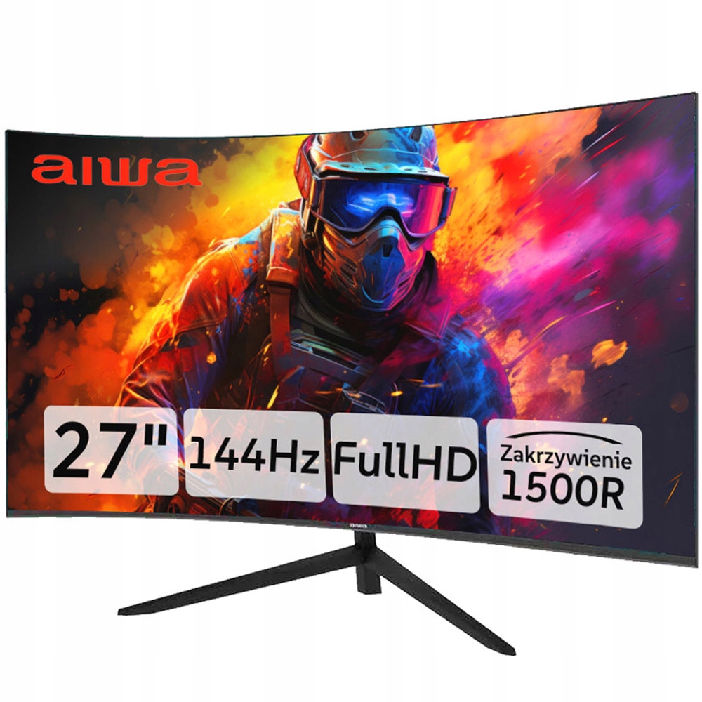 Monitor gamingowy Aiwa 27" 1920x1080 144Hz Hdmi bezramkowy zakrzywiony
