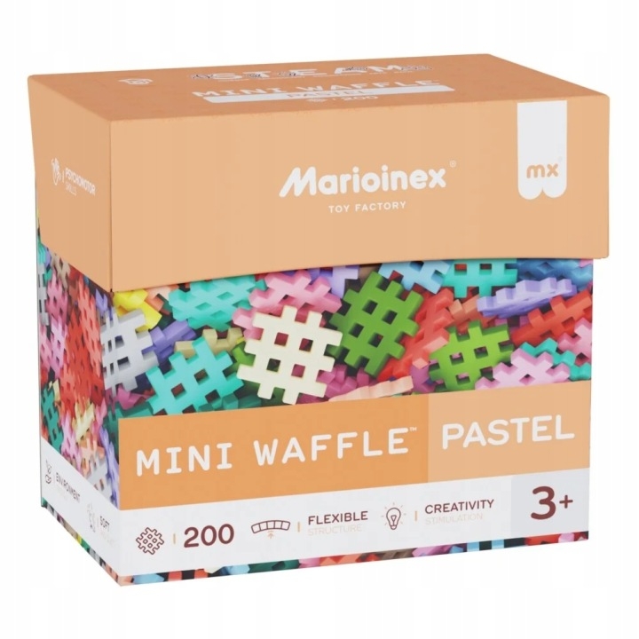 Klocki konstrukcyjne Marioinex Mini Waffle, 200 elementów pastelowe