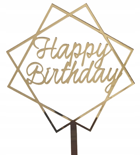 

Topper złoty napis Happy Birthday złote lustro
