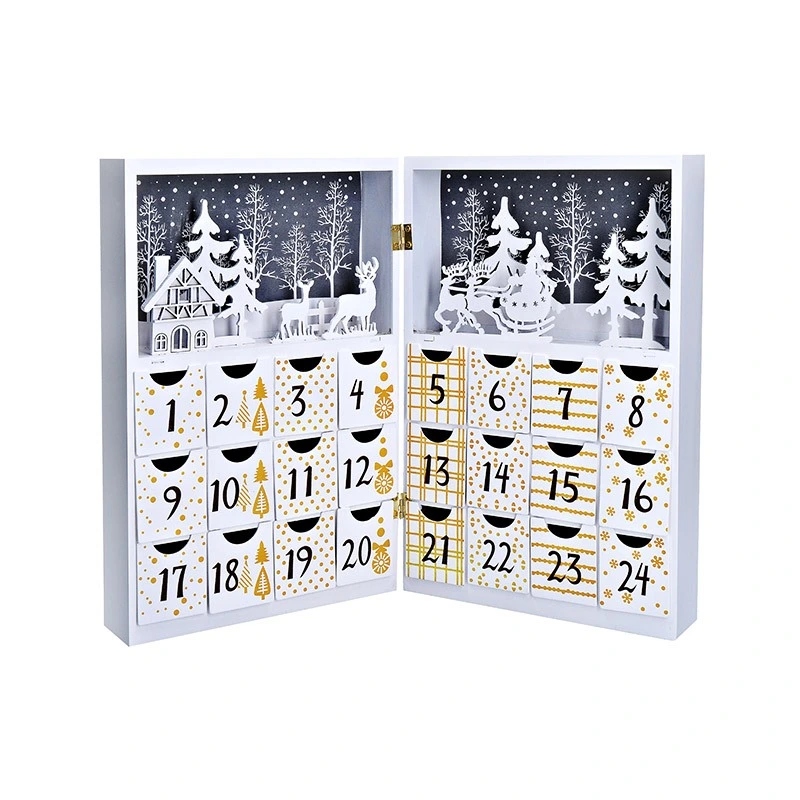 Led adventní kalendář kniha, 8x Led, 40x30cm, 2x Aaa