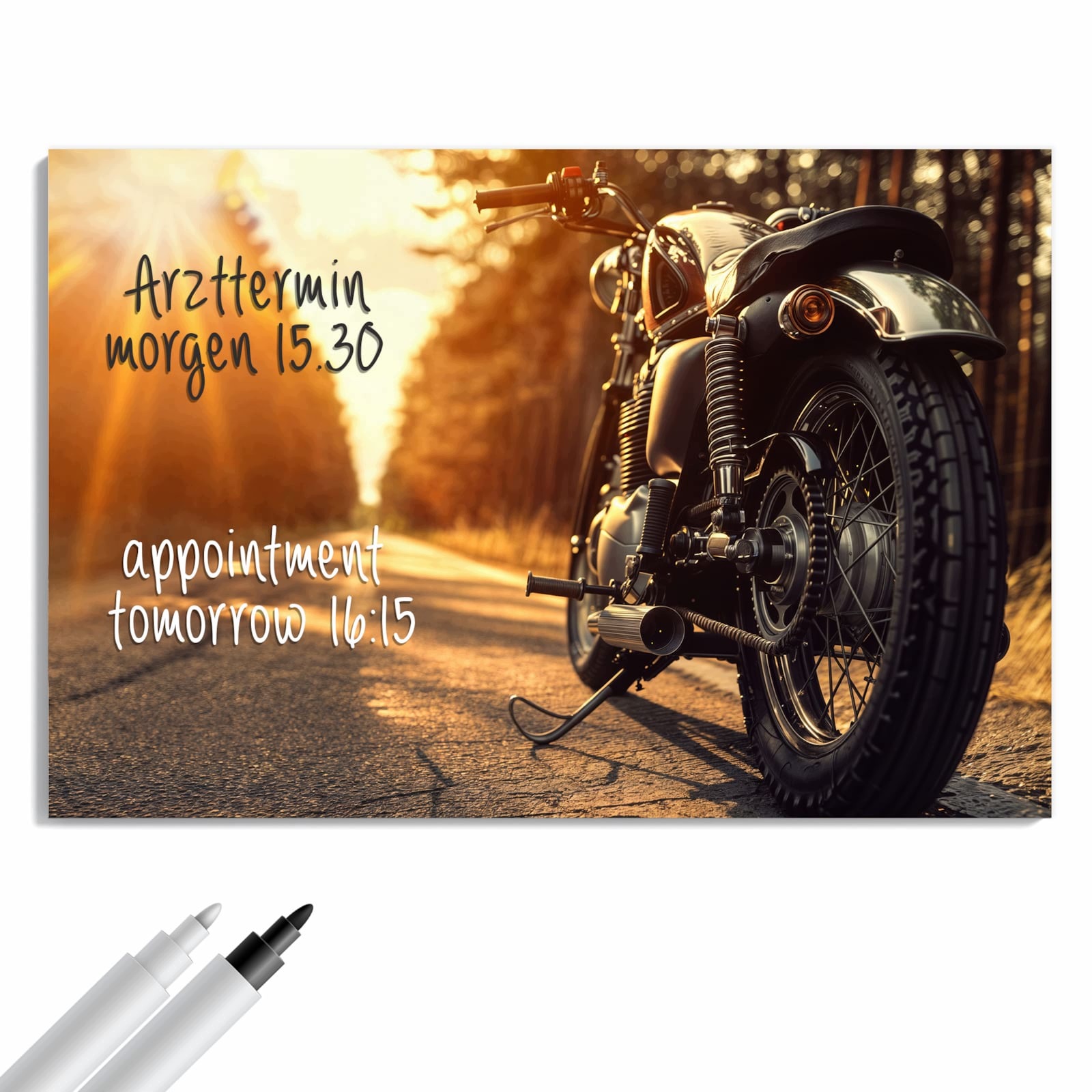 Magnetická tabule Slunce na motocyklu 90 × 60 cm