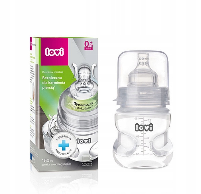 Butelka samosterylizująca Lovi 150ml + smoczek 0m+