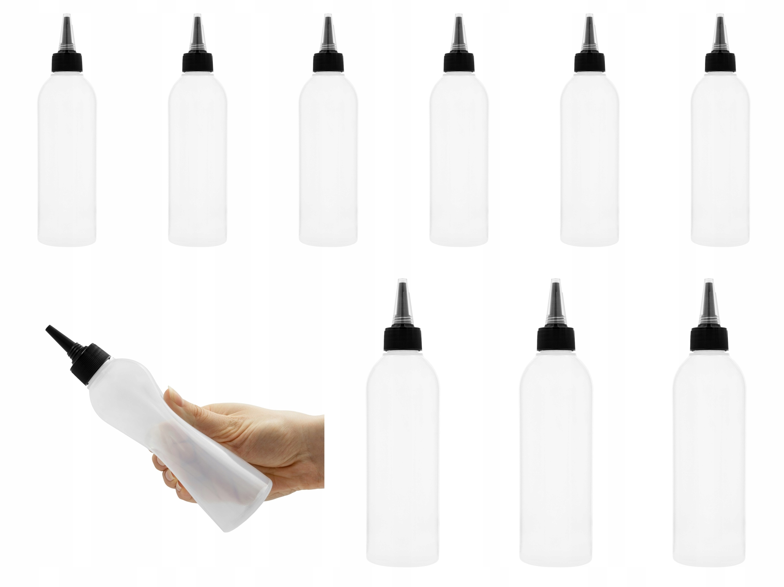 10szt. Butelka elastyczna LDPE 250 ml z aplikatorem Dzióbek Aplikator