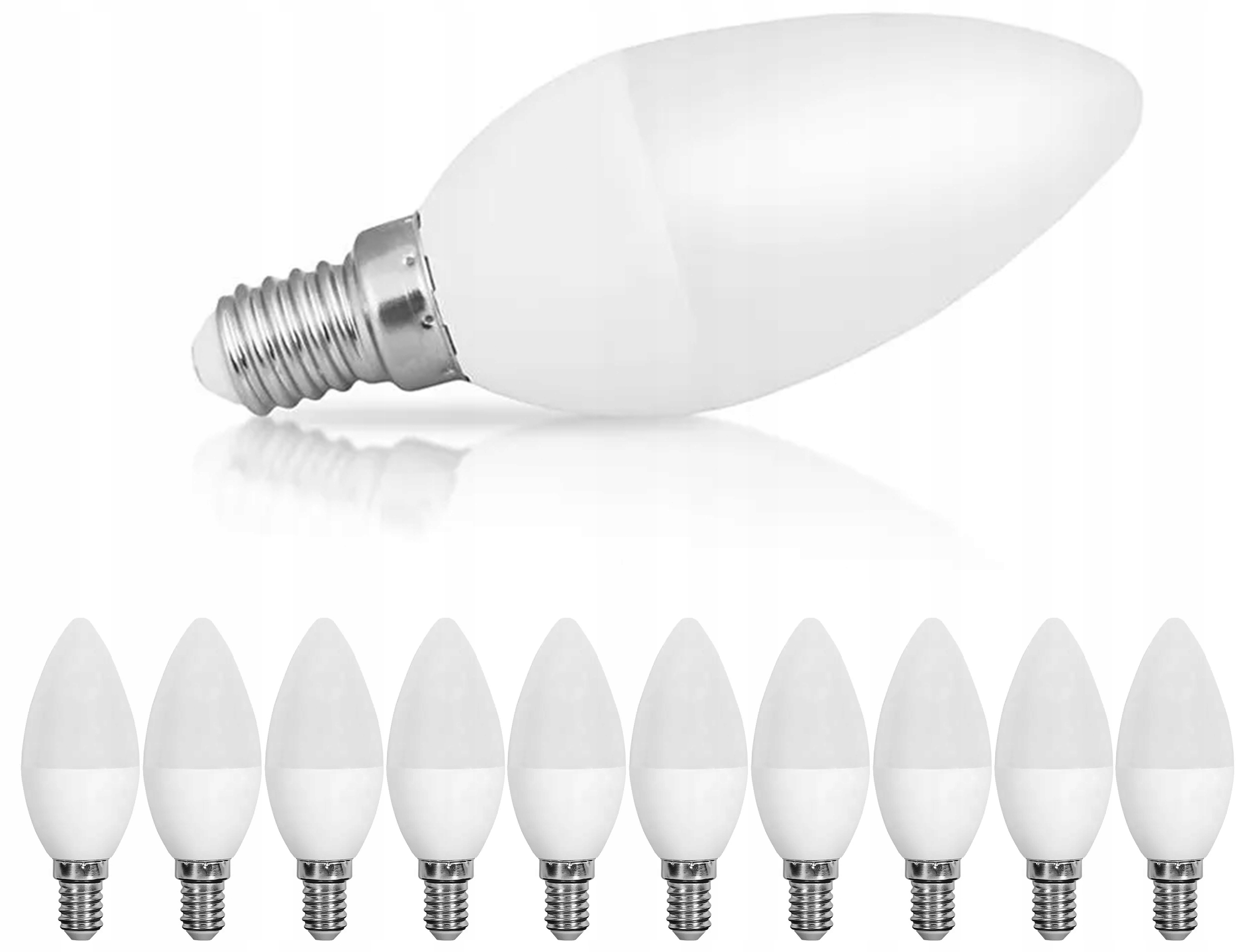 

10X Żarówka 10W=80W Led Świeczka Smd Ciepła E14