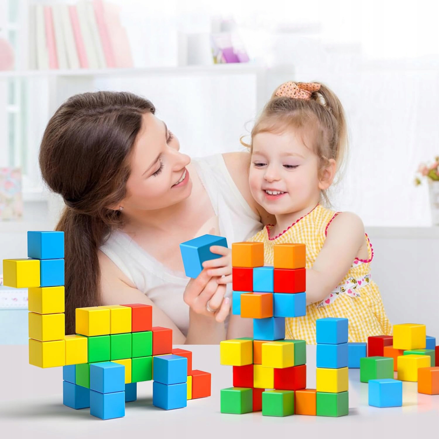 BLOKI MAGNETYCZNE, 24 SZTUK MAGNETYCZNYCH BLOKÓW BUDOWLANYCH DLA DZIECI Wysokość produktu 3.3 cm