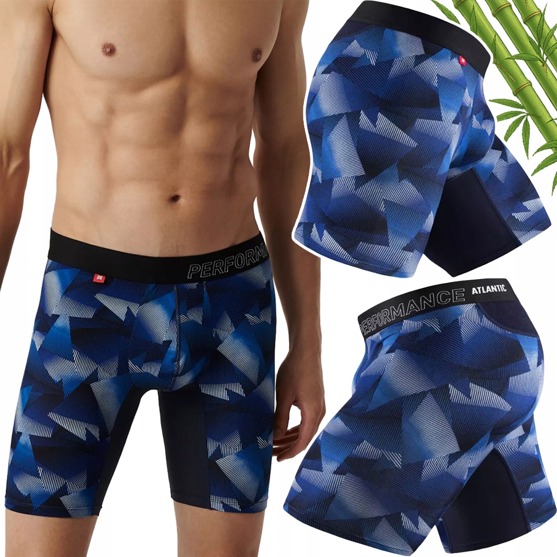 Pánské sportovní boxerky Atlantic z bambusu, prodyšné, Dlouhé Nohavice, XXL