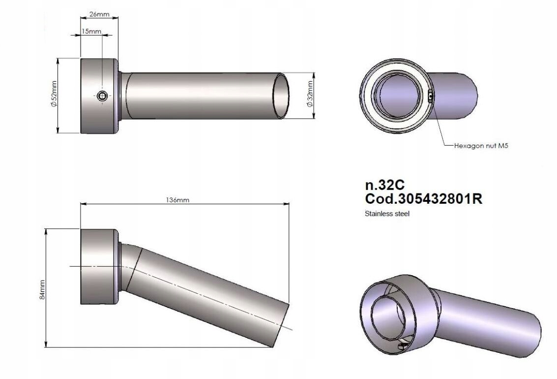Db Killer LeoVince 32C 305432801R Husqvarna 701 Enduro/supermoto 2016-2018