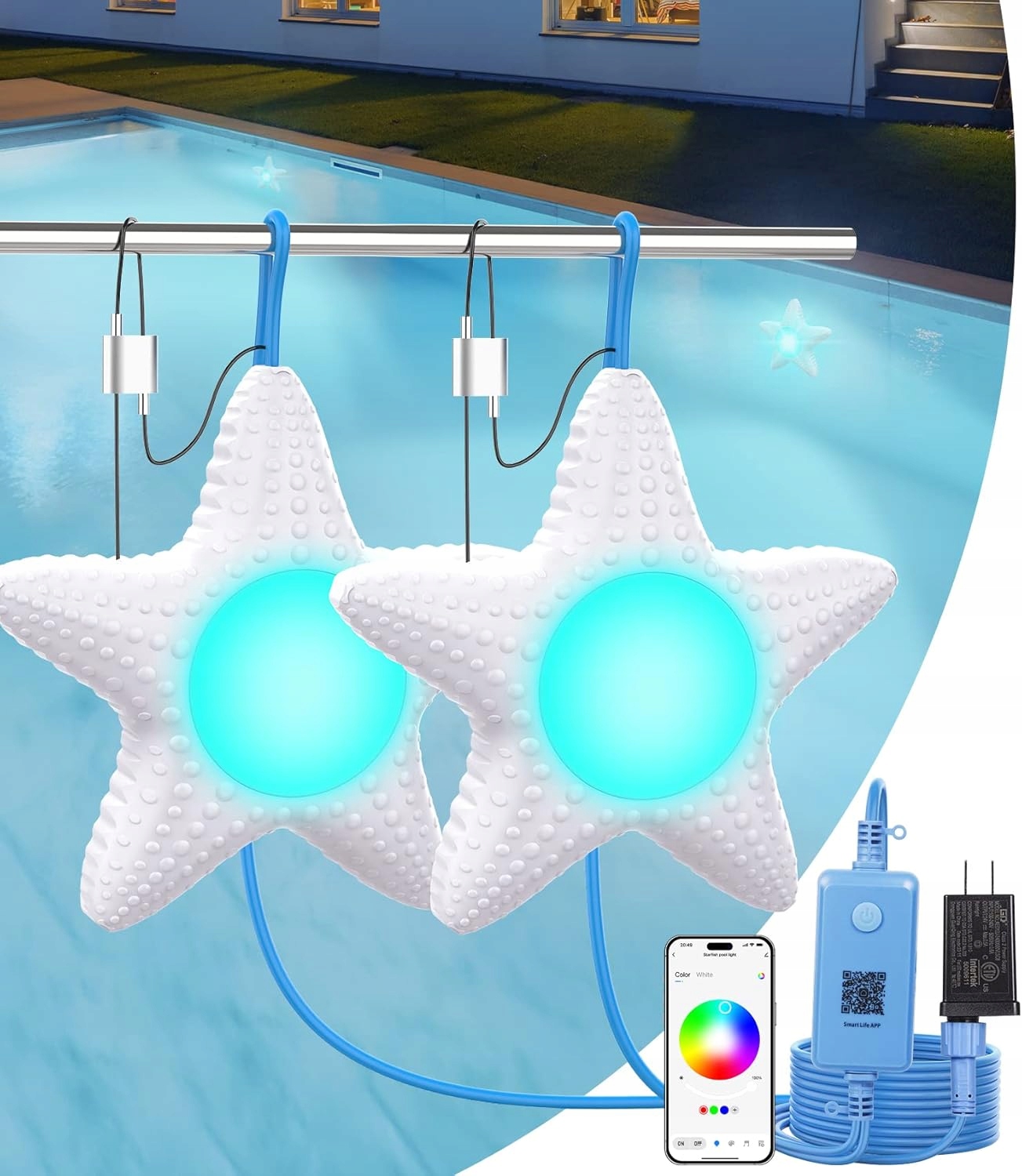 Vodotesné Led bazénové lampy IP68 2v1 pre nadzemné bazény