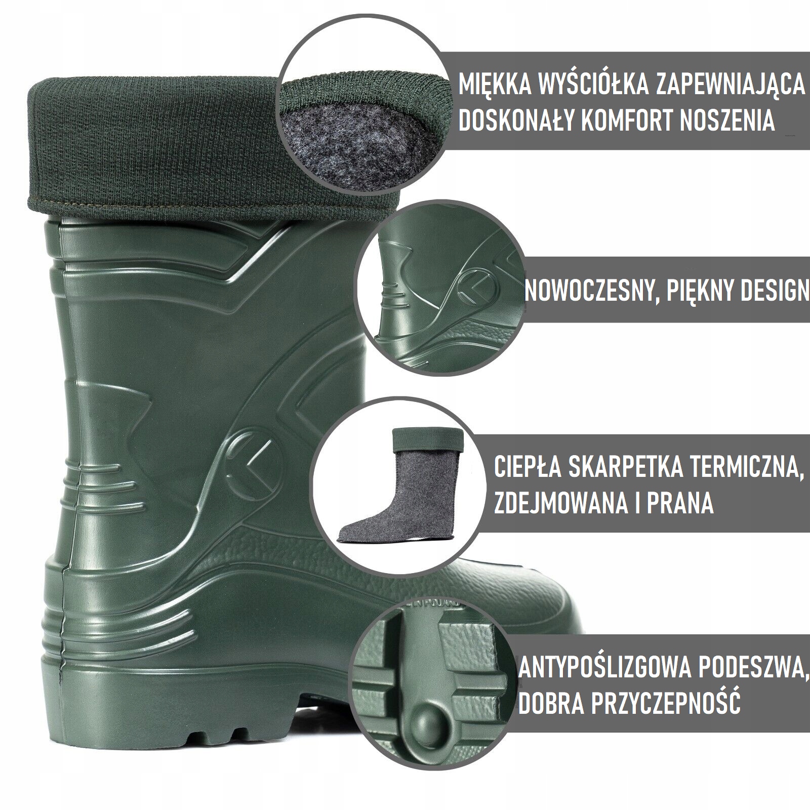 POLSKIE BUTY OBUWIE PIANKOWE KALOSZE OCIEPLANE EVA Rozmiar 40