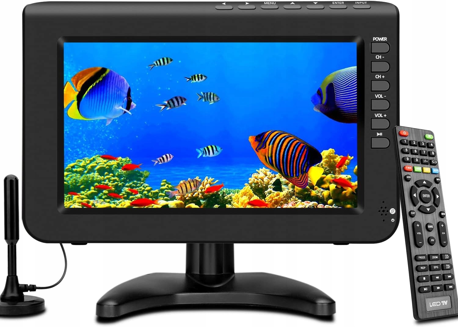 Telewizor Turystyczny Przenośny Do Samochodu Tv LCD DVB-T2 DVB-T2 9"