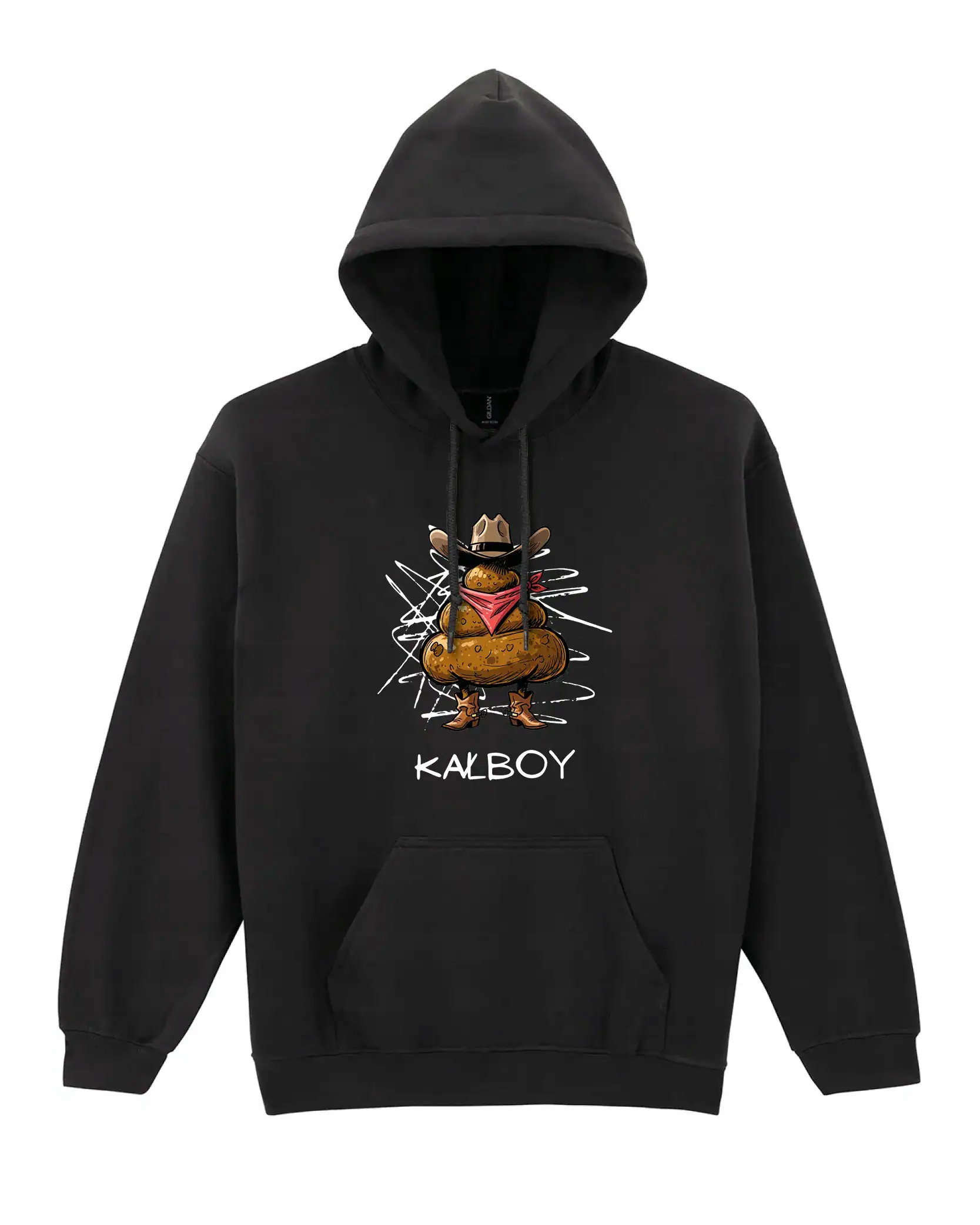 Mikina s kapucí Kałboy Cowboy s humorem Směšná Zábavná Černá L