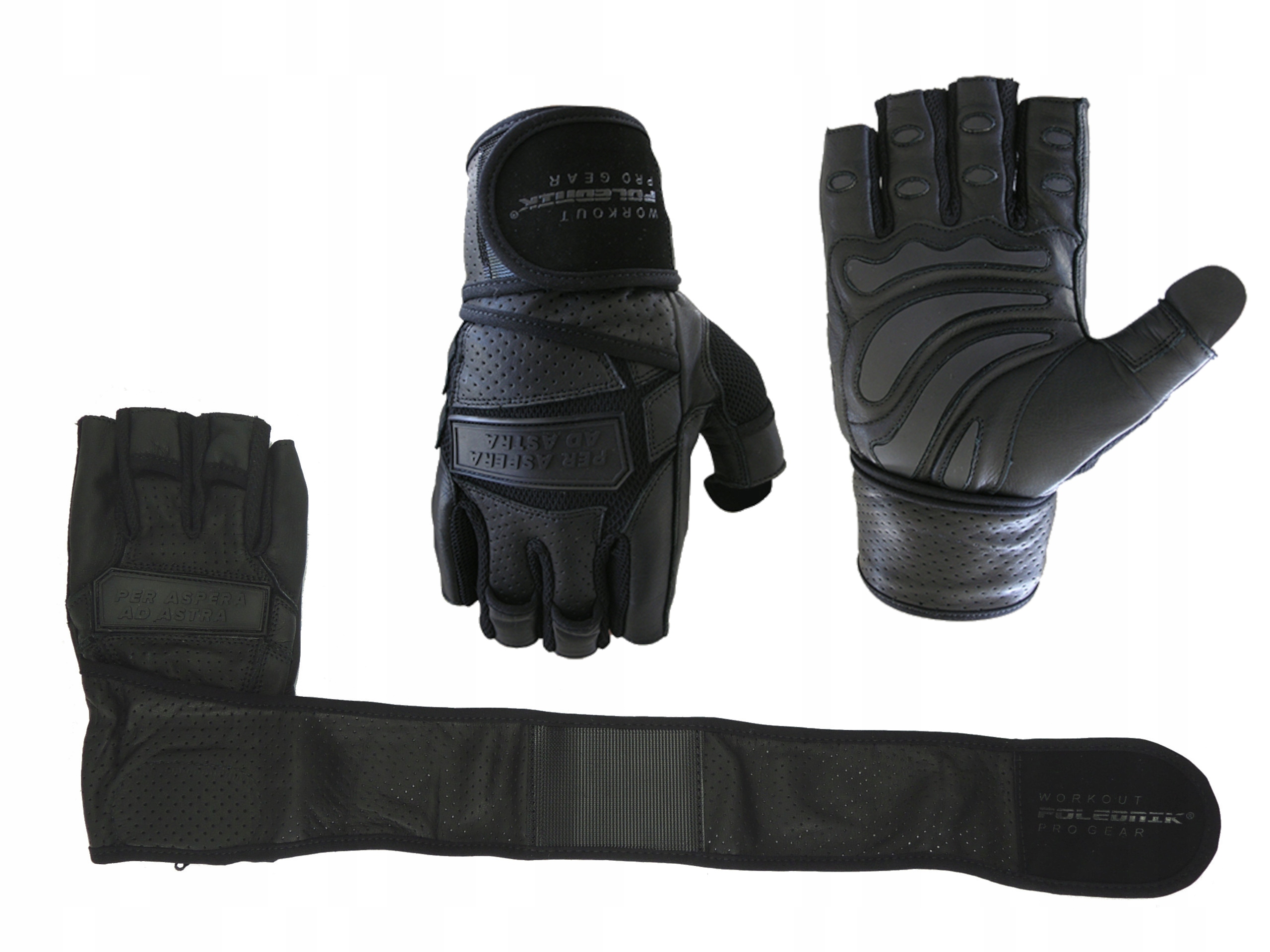 Rękawice Rękawiczki skórzane treningowe na siłownię męskie ćwiczeń Polednik