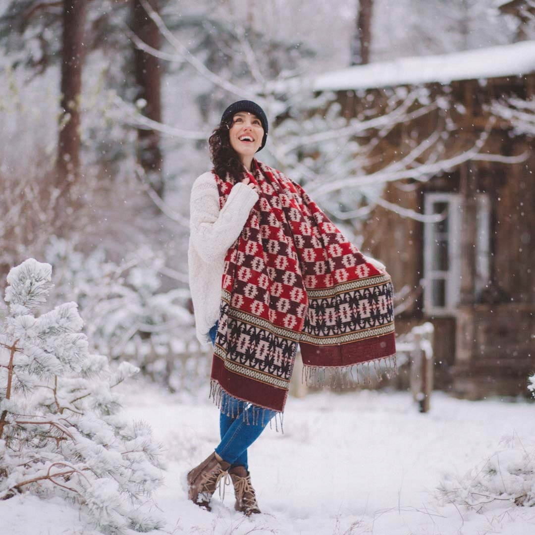 Šála Ethno 40 čokoládová višeň