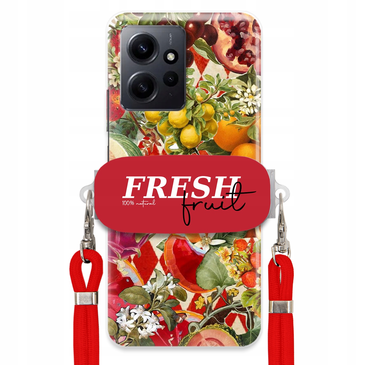 Puzdro pre Xiaomi Redmi Note 12 4G Červené vodítko držiak Fresh Fruit Silné