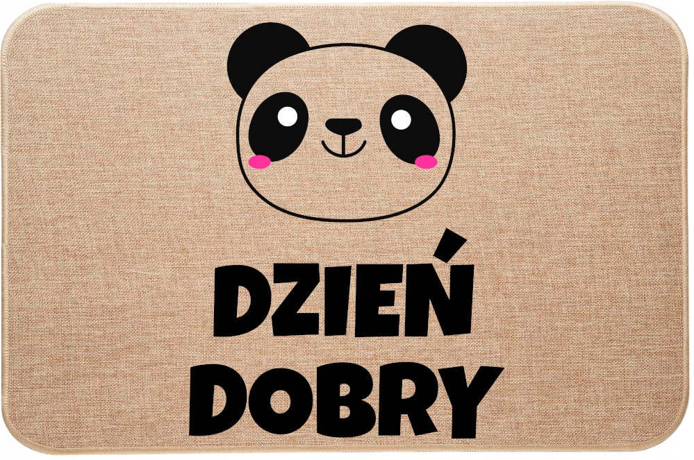 Lněná rohožka pod dveře Sladká Panda Dobrý den