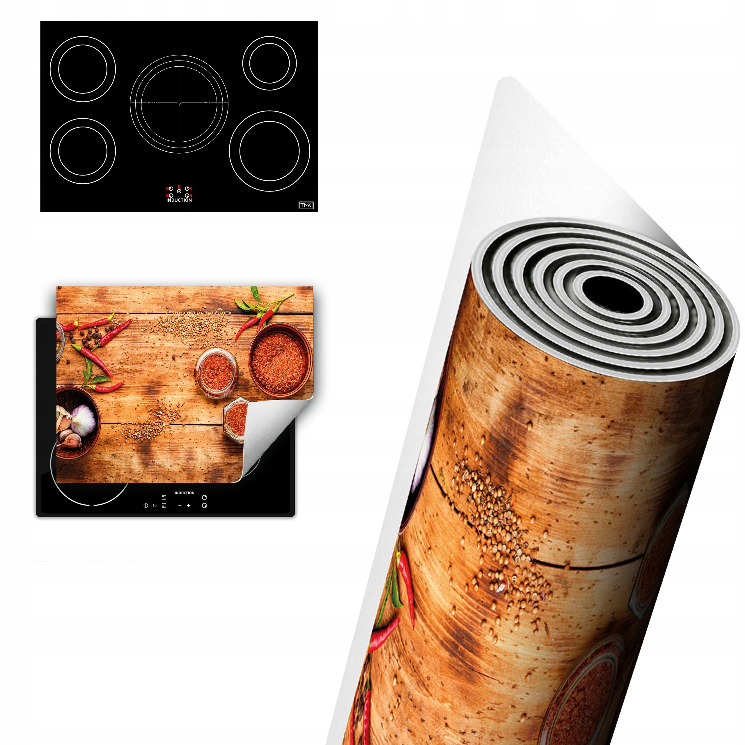 Vinylová Ochrana Na Indukci Pracovní Deska 80x52 dřevo chilli