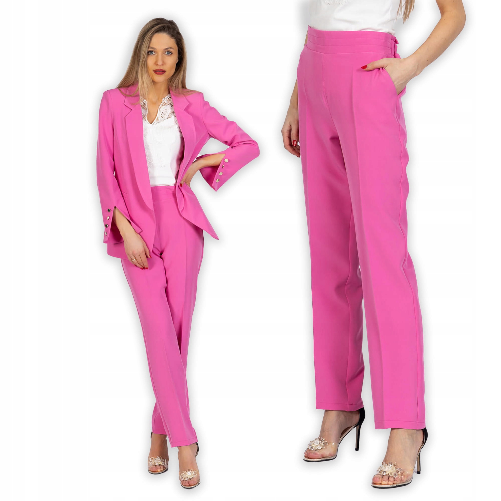 Elegantní dámské Bb kalhoty s gumou v pase Fuchsiová 38