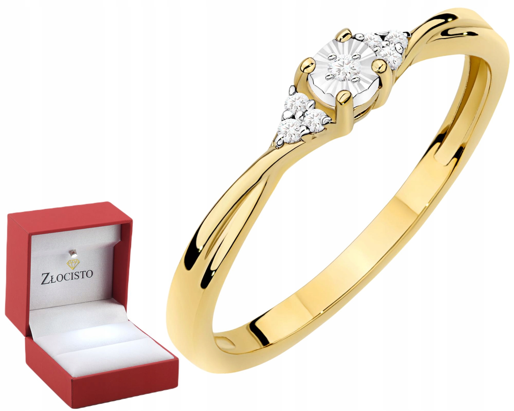 Złoty Pierścionek Z Brylantami Złoto 585 Grawer