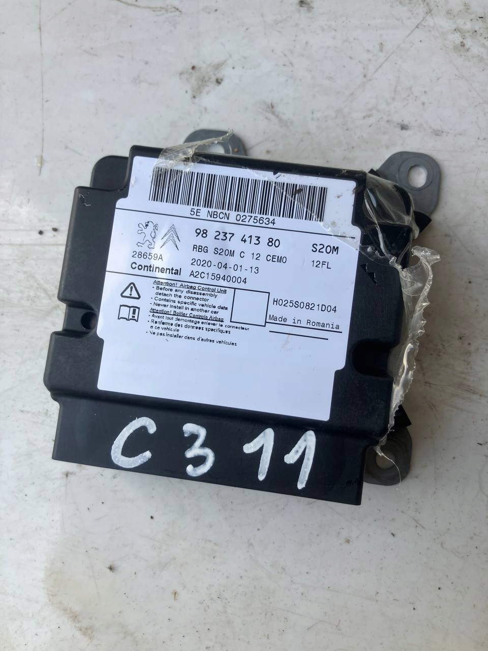 modulo SENSOR airbag CITROEN C3 III 9823741380 #11 OK
