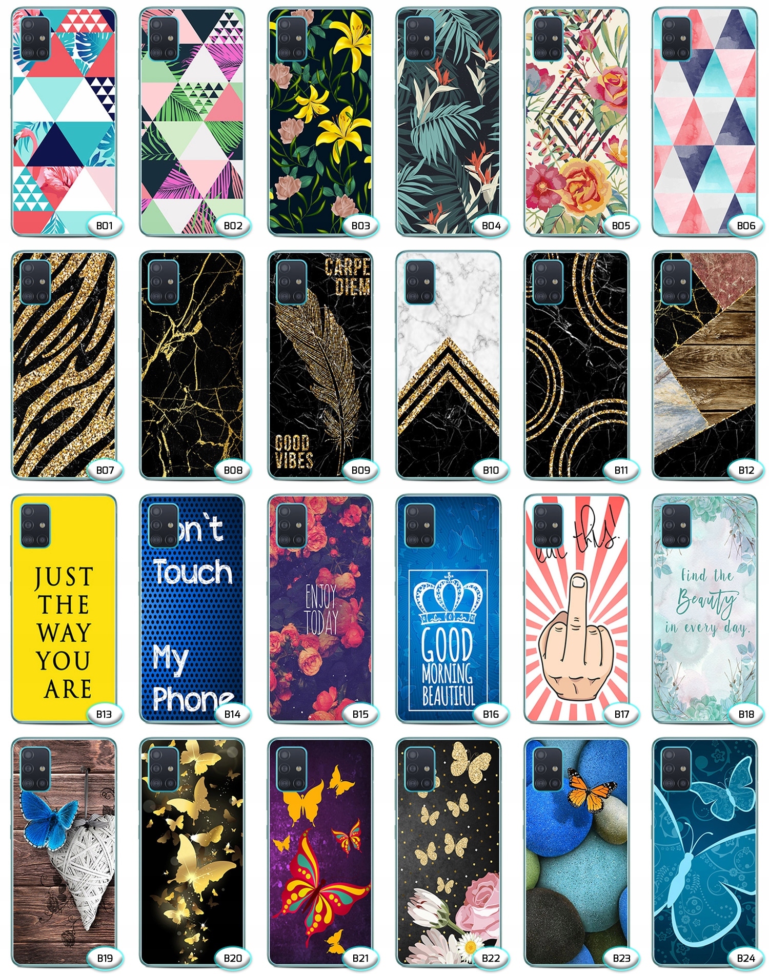 2x ETUI FOTO Case OBUDOWA Pokrowiec WZORY + SZKŁO do Samsung Galaxy A51 Stan opakowania oryginalne