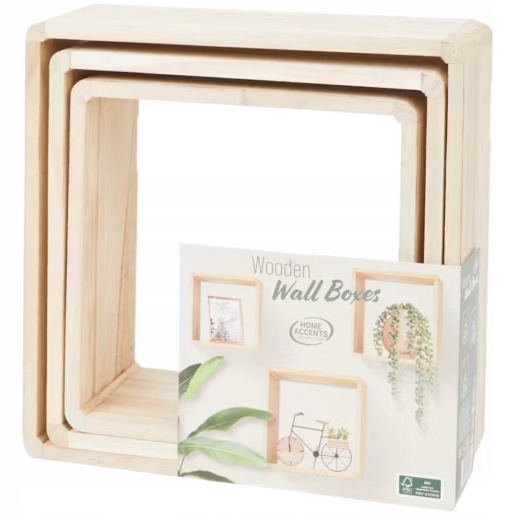 PÓŁKI ŚCIENNE ZESTAW 3 szt KWADRATOWE TORBA NA ZAKUPY ACTION