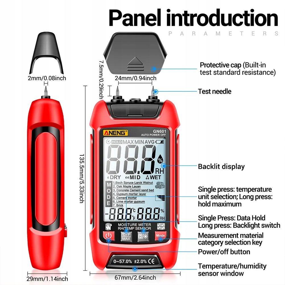 Tester wilgotności ścian Miernik wilgotności Marka B&R