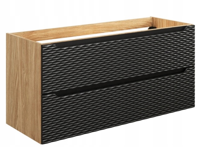 Szafka łazienkowa wisząca pod umywalkę Presto I 120 cm czarny-dąb front MDF