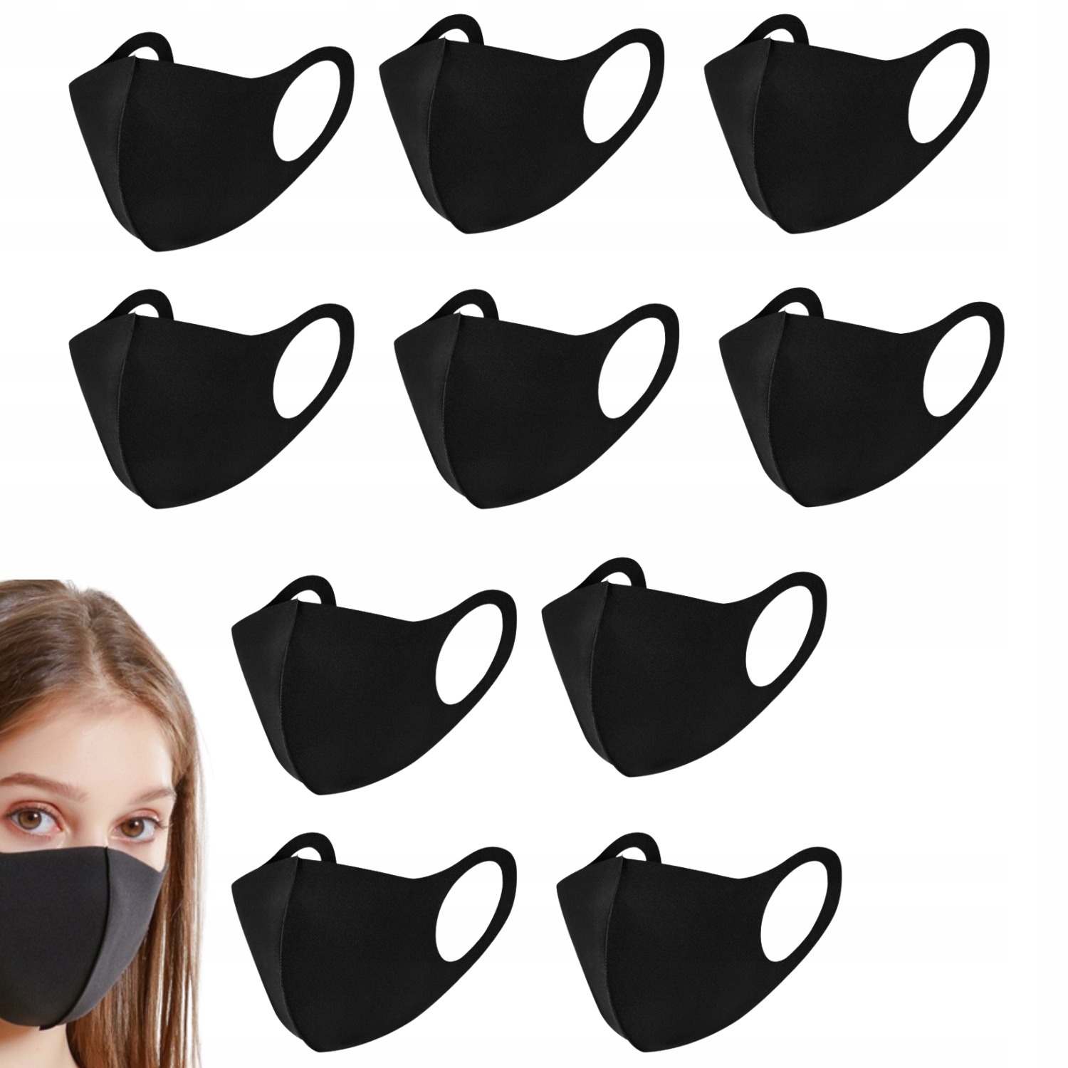 10X Maseczka Maska Antysmogowa Ochronna Na Twarz Wielorazowa Neoprenowa