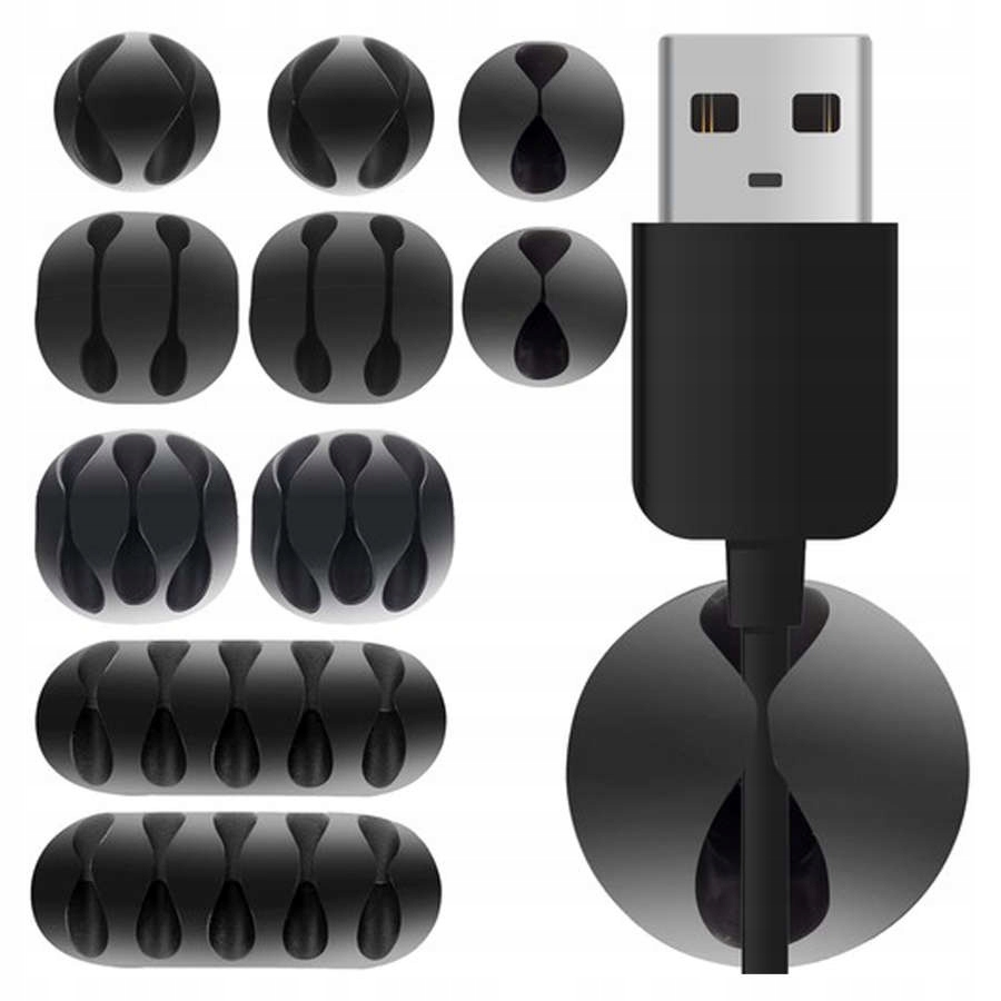 Organizer na Dużo Kabli Przewodów Uchwyt Biurka 10 element Mocna Taśma 3M