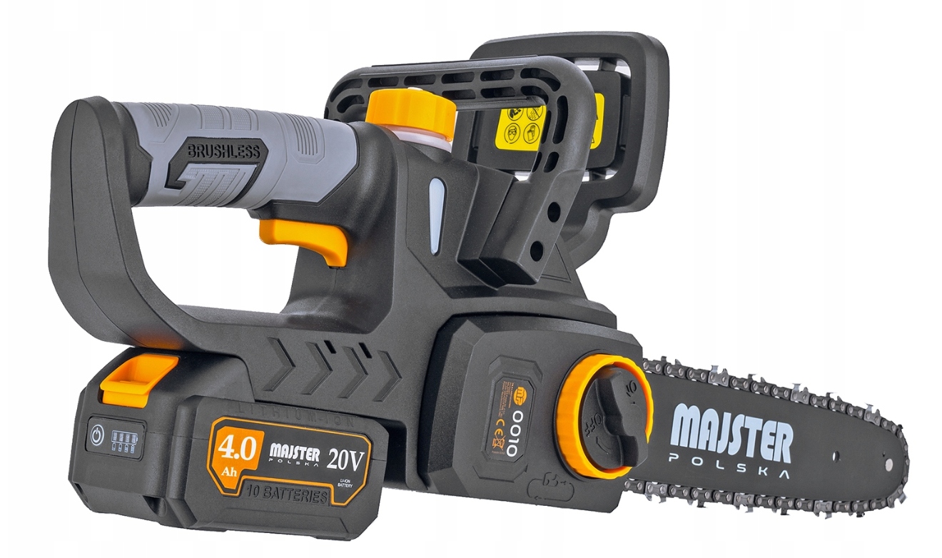 AKUMULATOROWA PILARKA PIŁA ŁAŃCUCHOWA DREWNA 30CM 20V 2x 4Ah Bezszczotkowa Marka Majster Polska