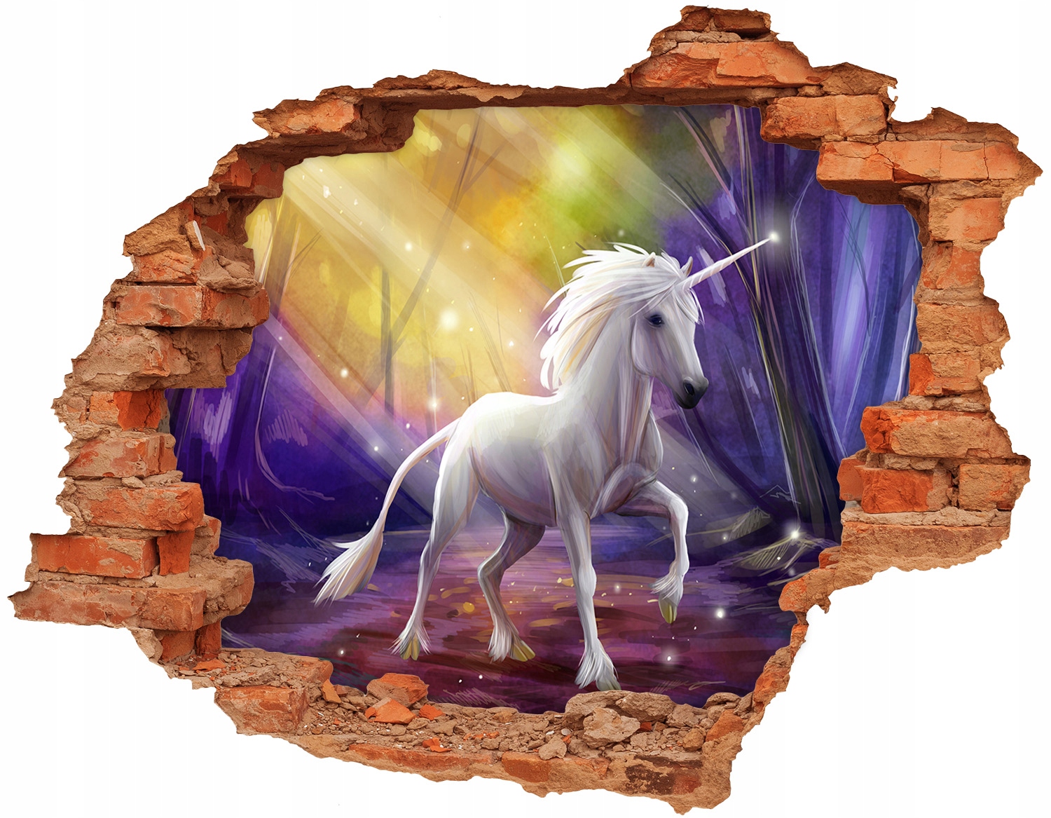 

Dziura 3d fototapeta Naklejka Jednorożec 90x70