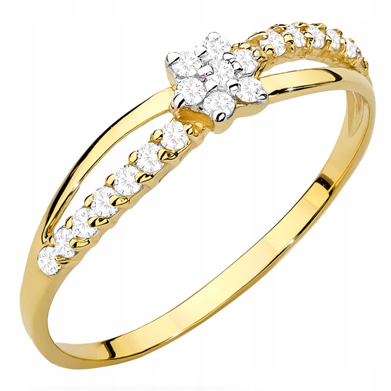 Złoty Pierścionek Zaręczynowy 333 8K Cyrkonia r17