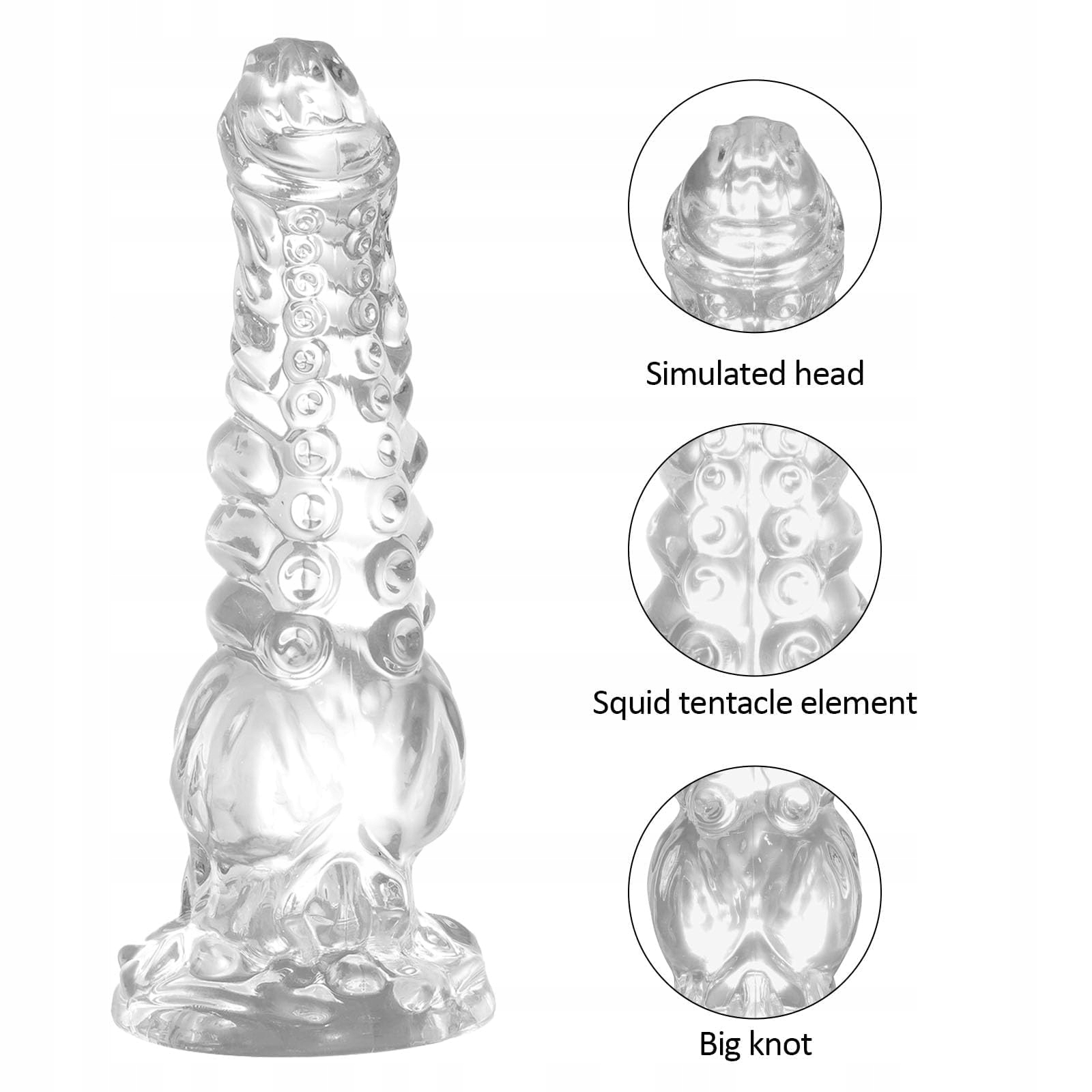FANTASY Knot Dildo Przezroczysty 24 CM Z Przyssawką Dla Kobiet i Par — miniatura 3