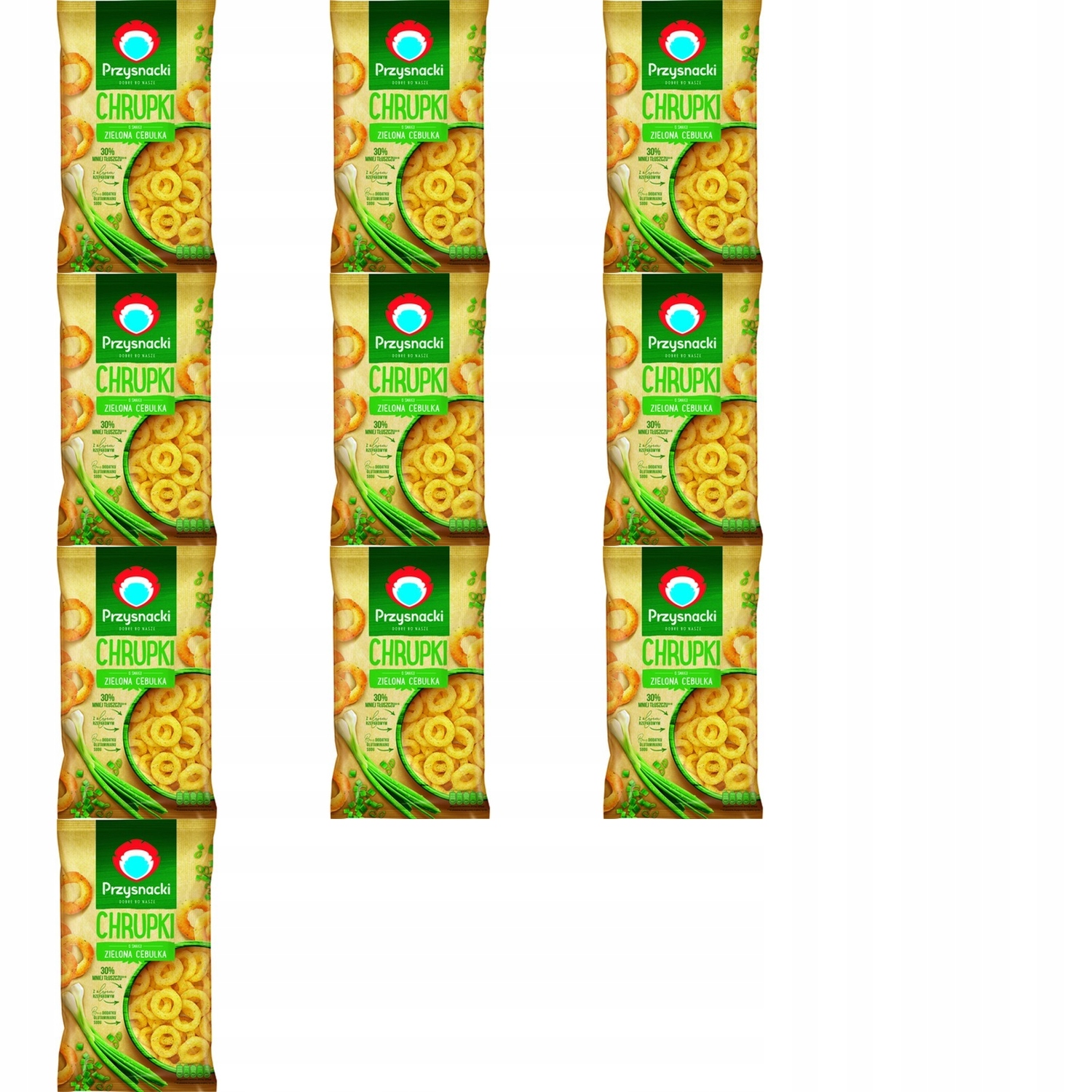 10x 140g Przysnacki chrupki o smaku zielona cebulka Karton