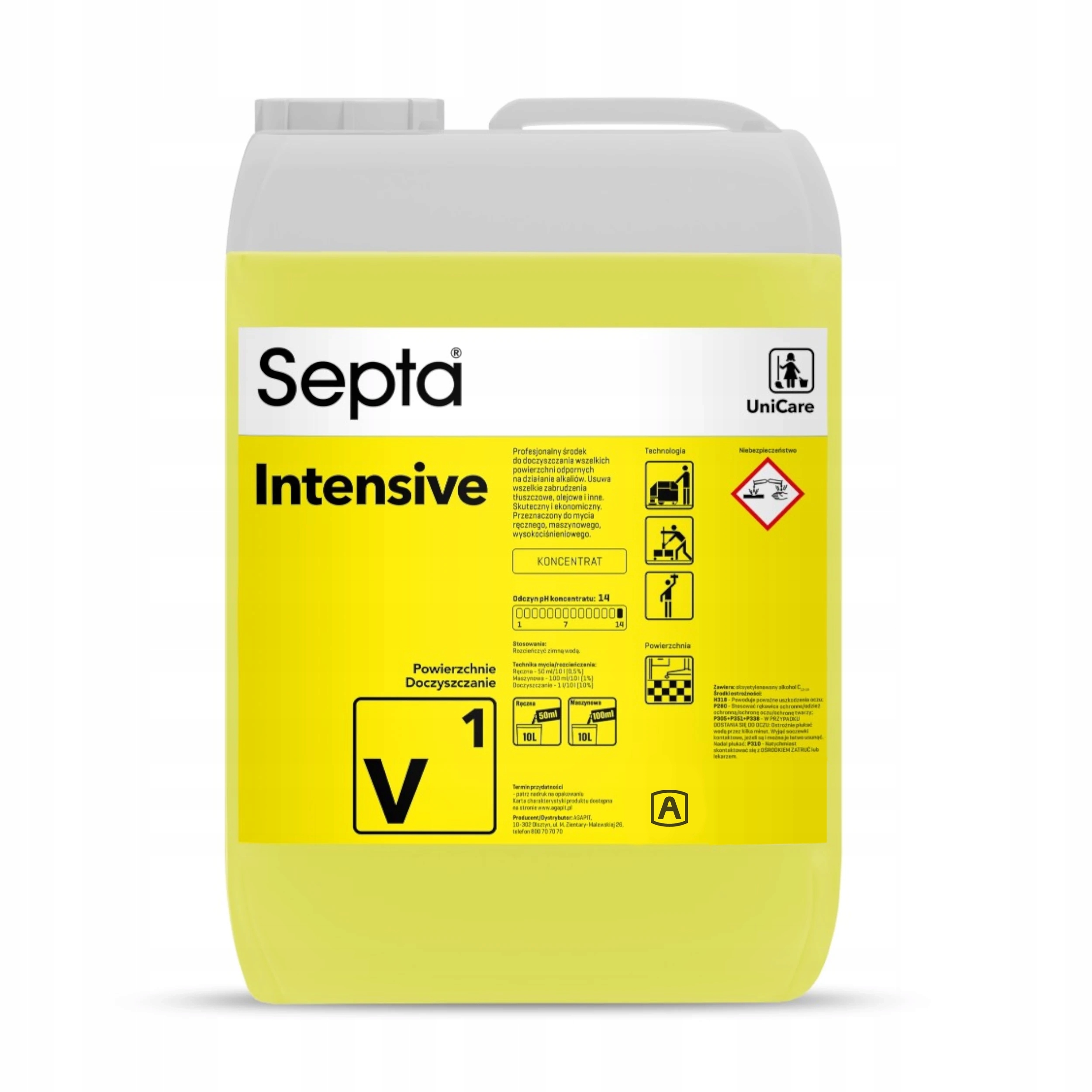 Septa Intensive V1 Koncentrat Do Doczyszczania Mocnego Brudu I Tłuszczu 10L