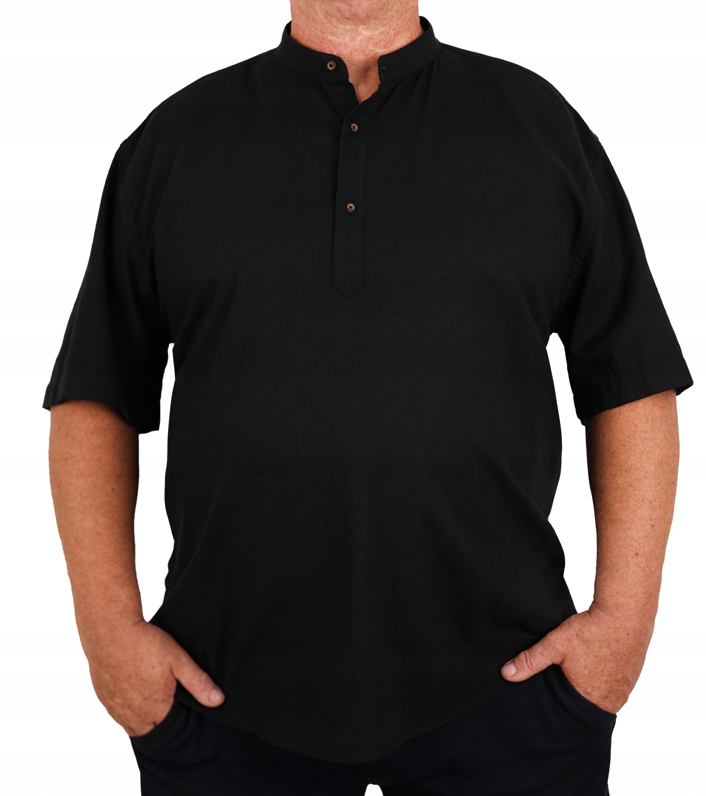 

Koszula Czarna Stójka Jak Lniana Cienka Duża 6XL