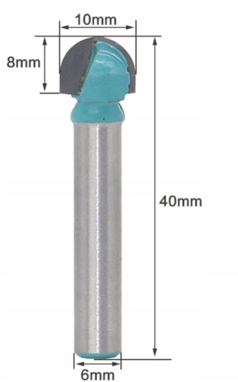 Frez Kulisty Półokrągły Kulowy 6mm x 10mm Węglik
