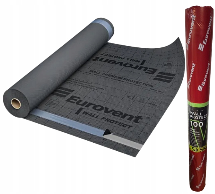 Folia Wiatroizolacyjna Eurovent Wall Protect 100g 75m2 Z Taśmami Klejącymi