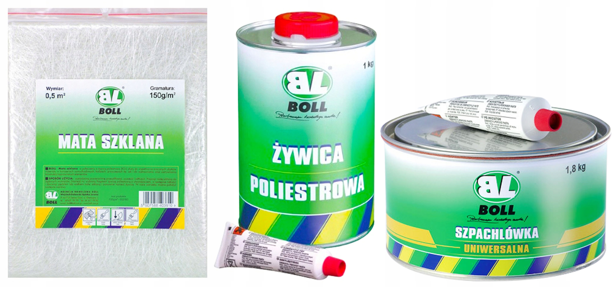 

Boll Zestaw Żywica Szpachlówka 1,8KG Mata 150g/m2